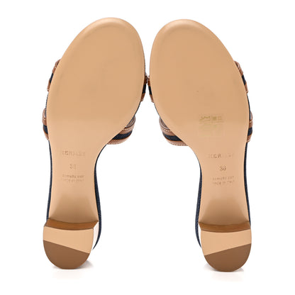 Hermes Calfskin Denim Oasis Sandals 38 Bleu Brut Gold 5 of 8