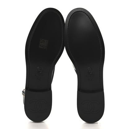 Chanel Calfskin Crystal CC Slingback Sandals 39.5 Black 6 of 10