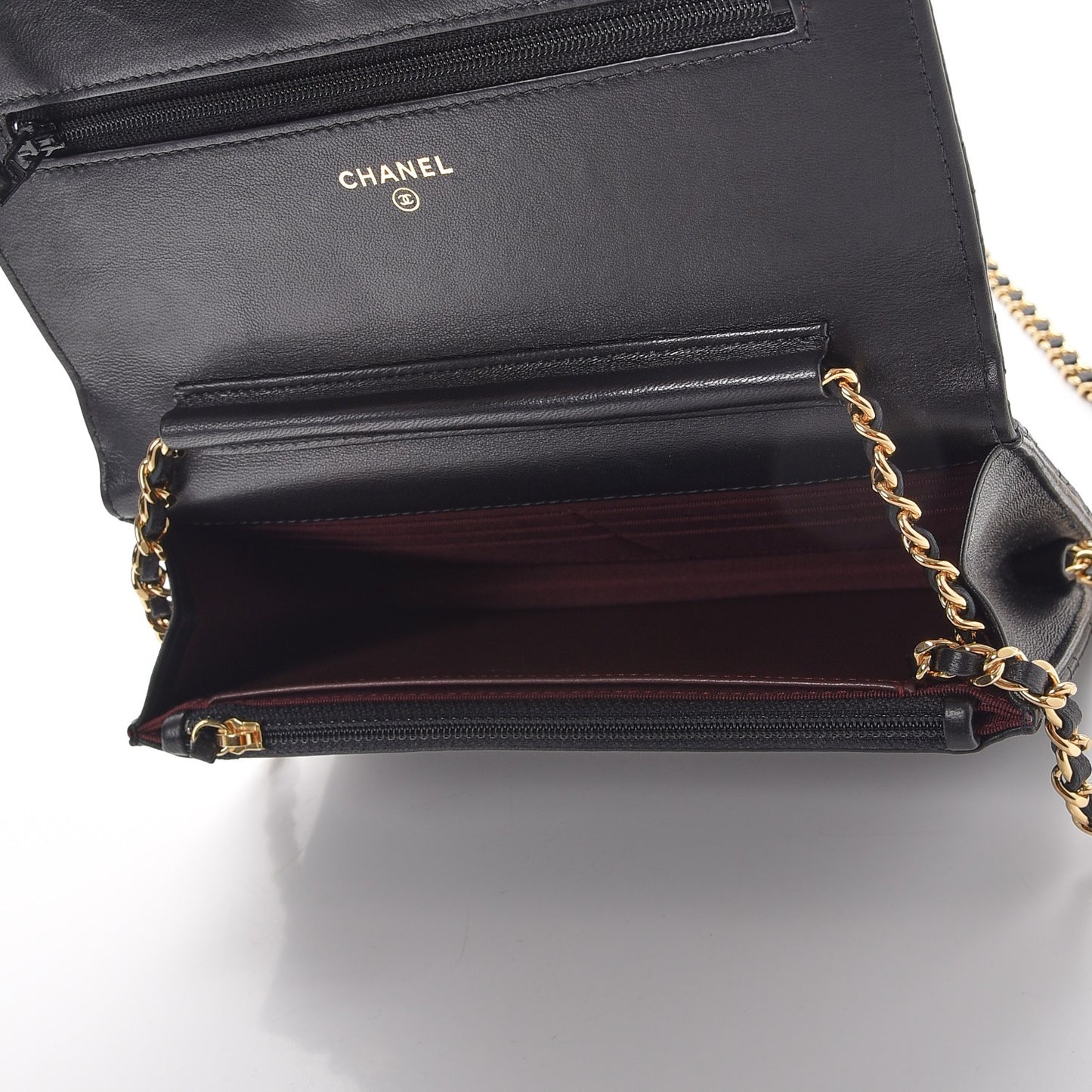 Lambskin Quilted Wallet On Chain WOC Black