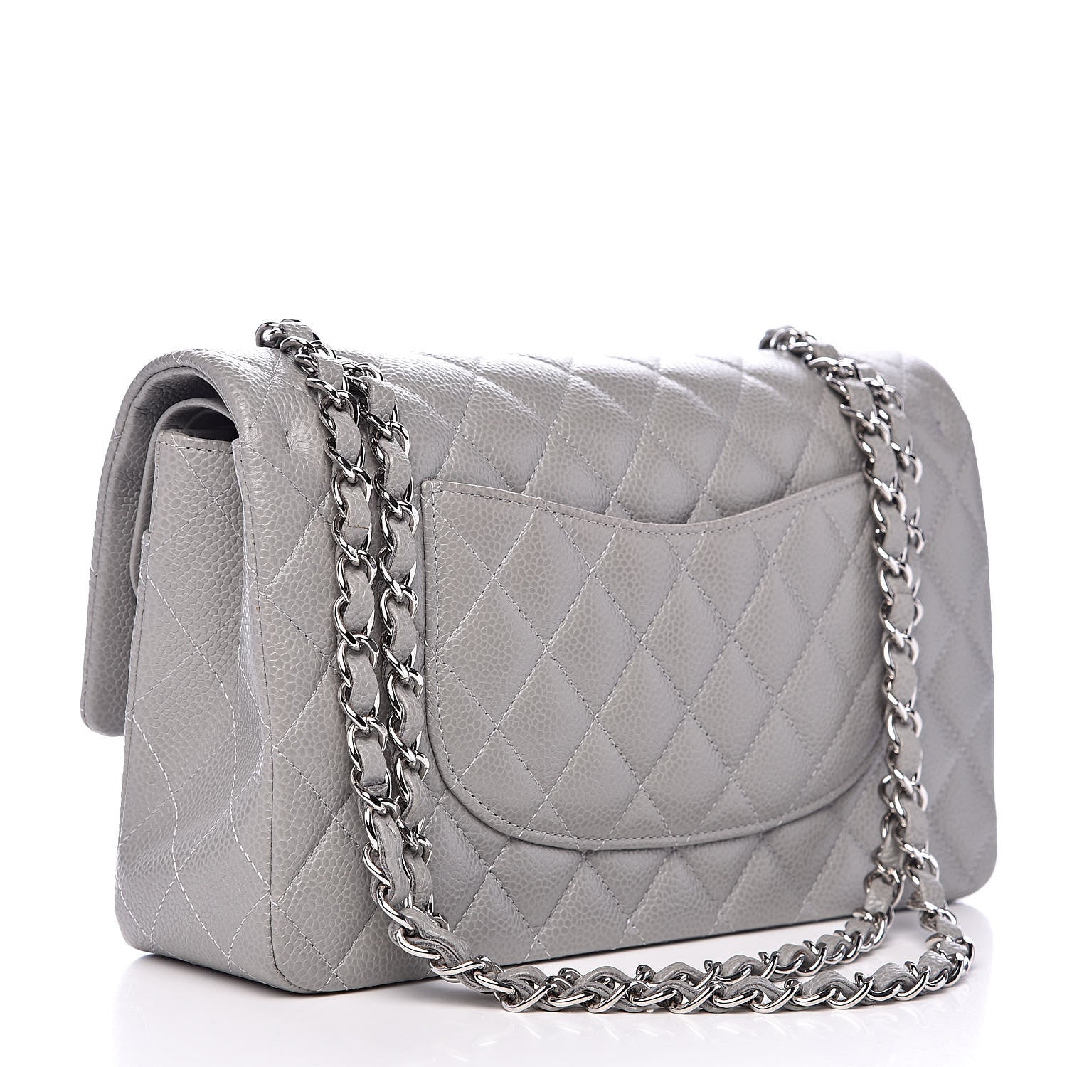Chanel Caviar Quilted Medium Double Flap Grey 3 of 12