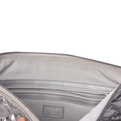 Chanel Metallic Calfskin Quilted Large Cosmo Cosmetic Case Silver 9 of 10
