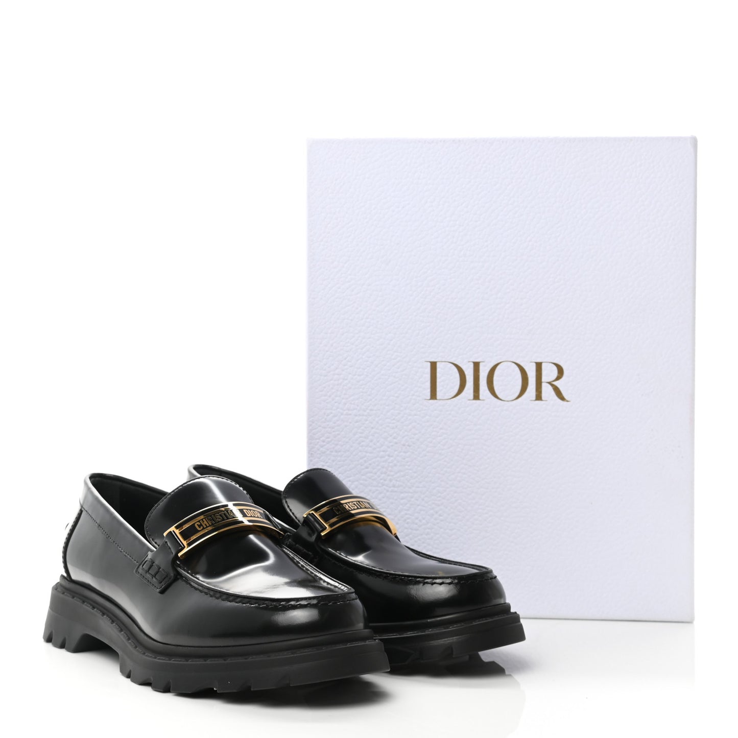 Brushed Calfskin Dior Code Lug Sole 15mm Loafers 38.5 Black