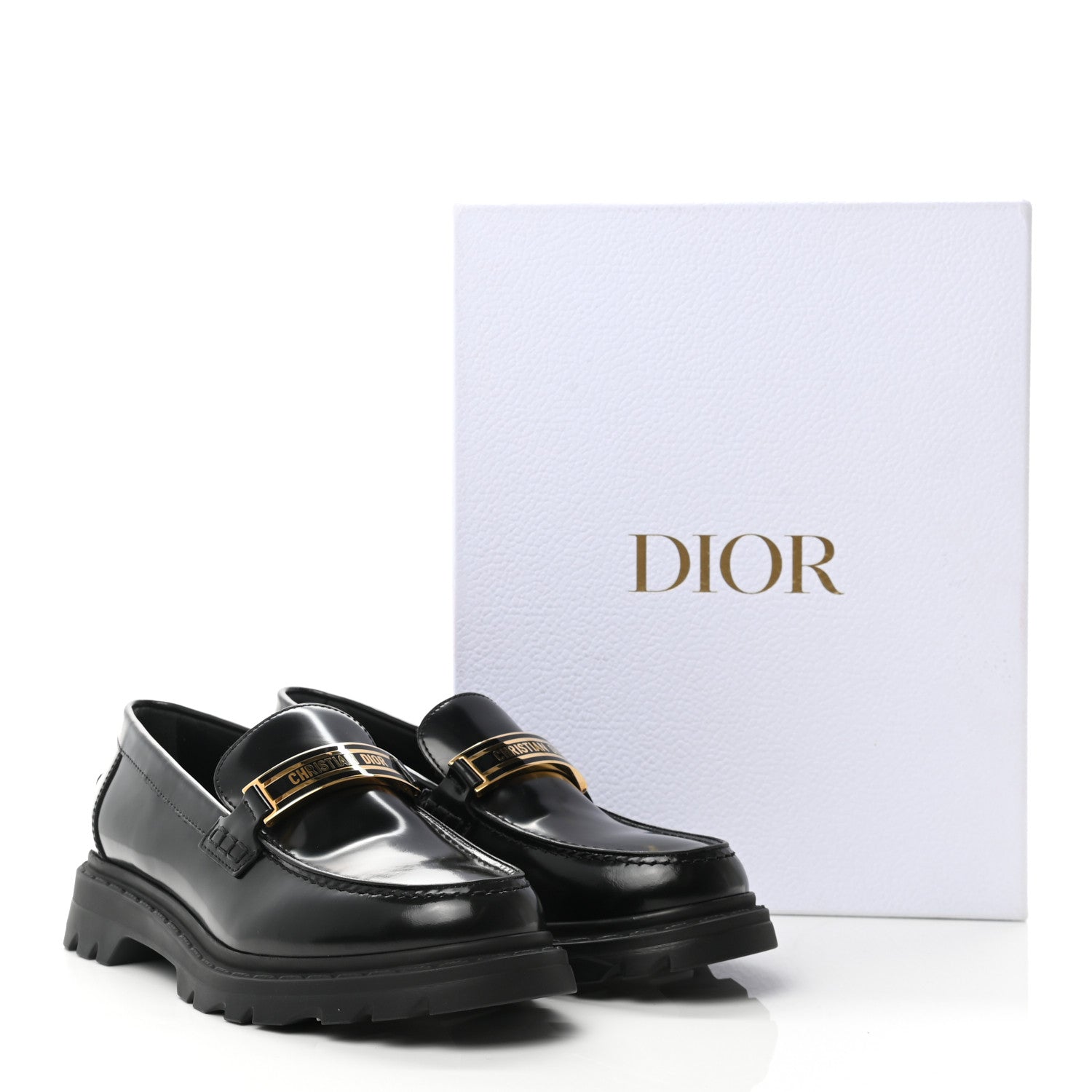 Christian Dior Brushed Calfskin Dior Code Lug Sole 15mm Loafers 38.5 Black 11 of 11