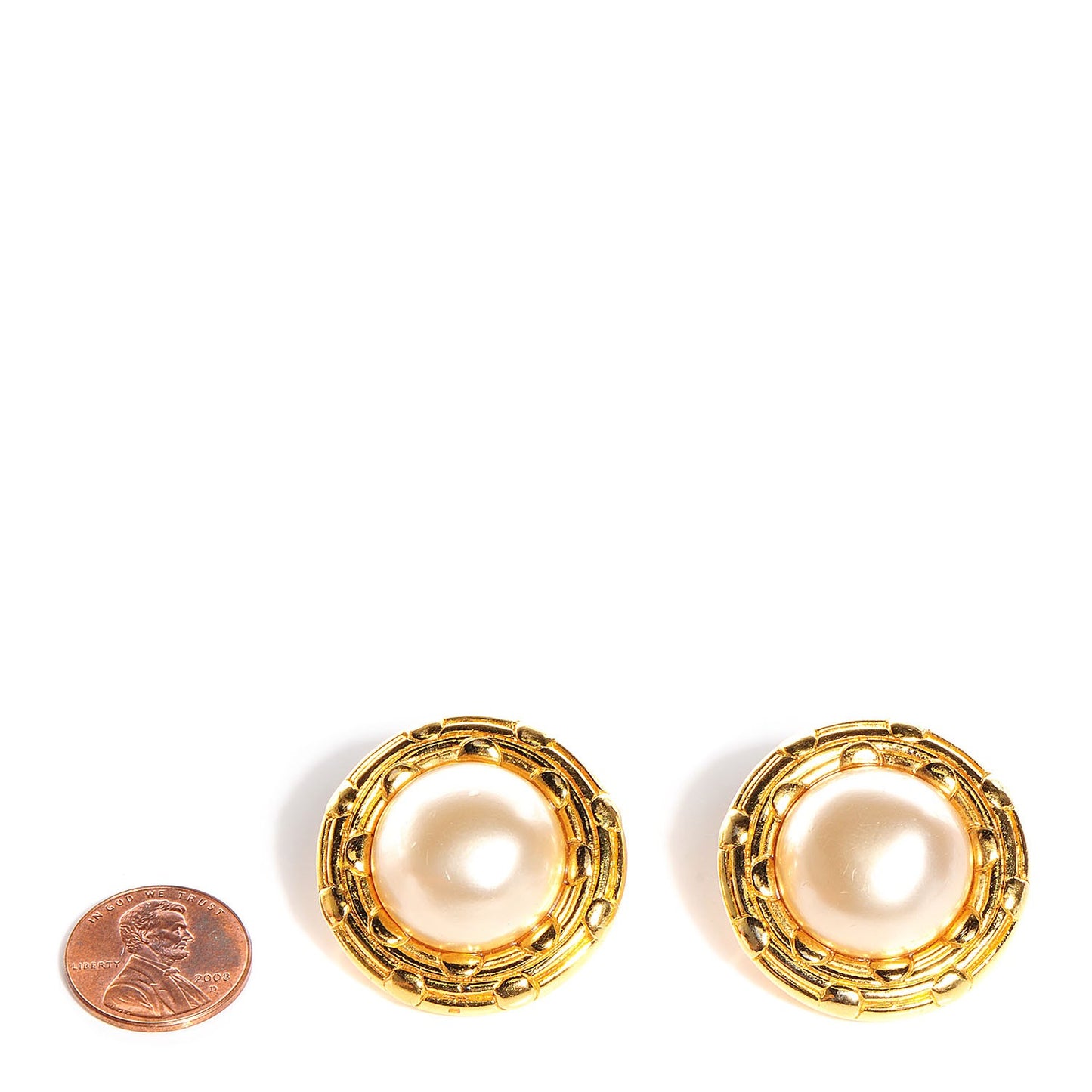 Faux Pearl Clip On Earrings Gold
