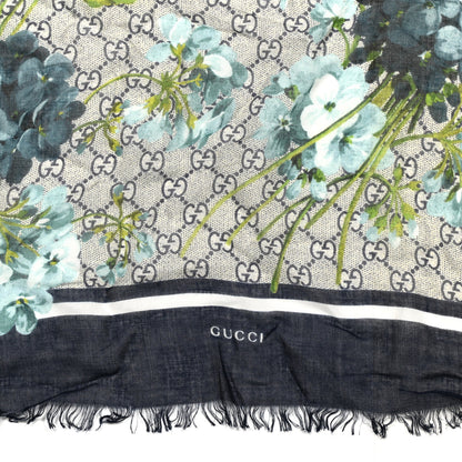 Gucci Modal Silk Monogram New Bloom GG Square Scarf Midnight Blue Sky Blue 2 of 6