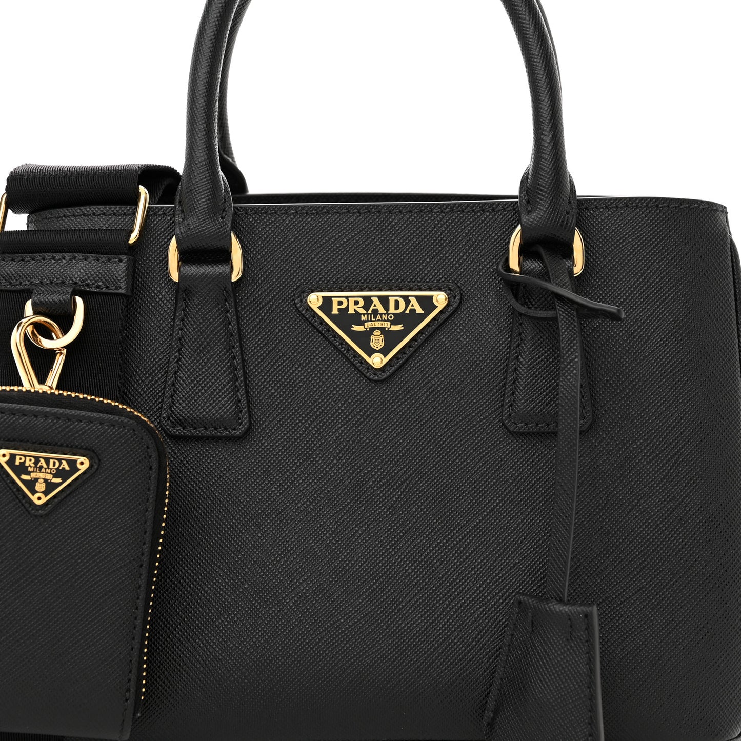 Saffiano Lux Micro Galleria Shoulder Bag Black