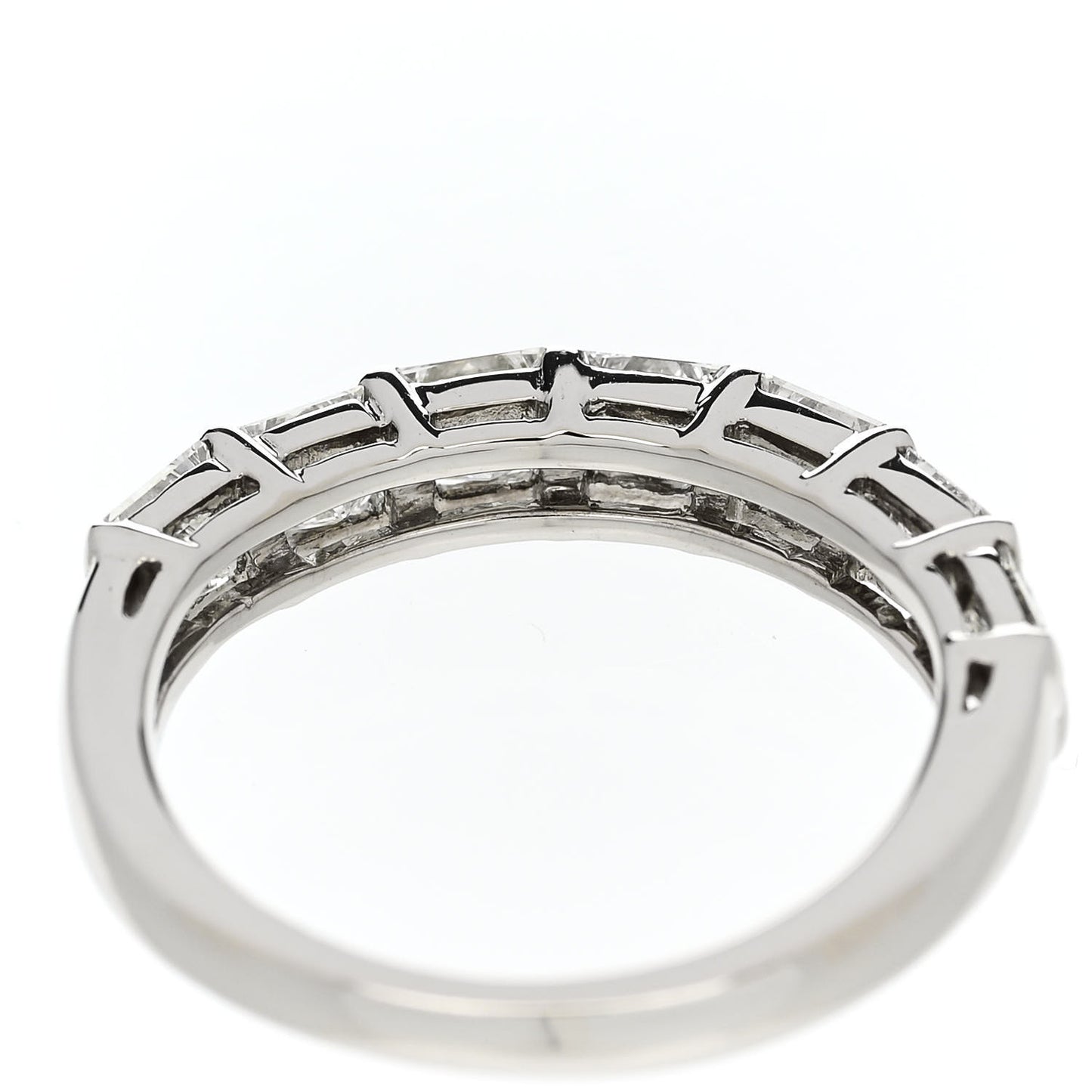 Platinum Diamond 1.00ct Princess Cut Half Eternity Band Ring 49 4.75
