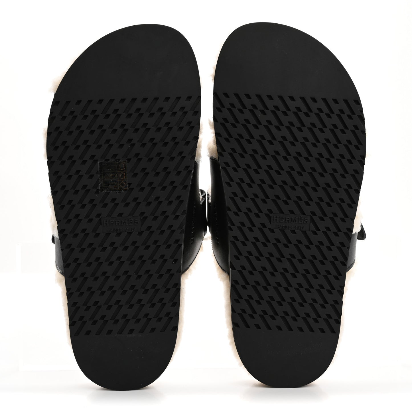 Glazed Nappa Woolskin Womens Chypre Sandals 38 Black Ecru