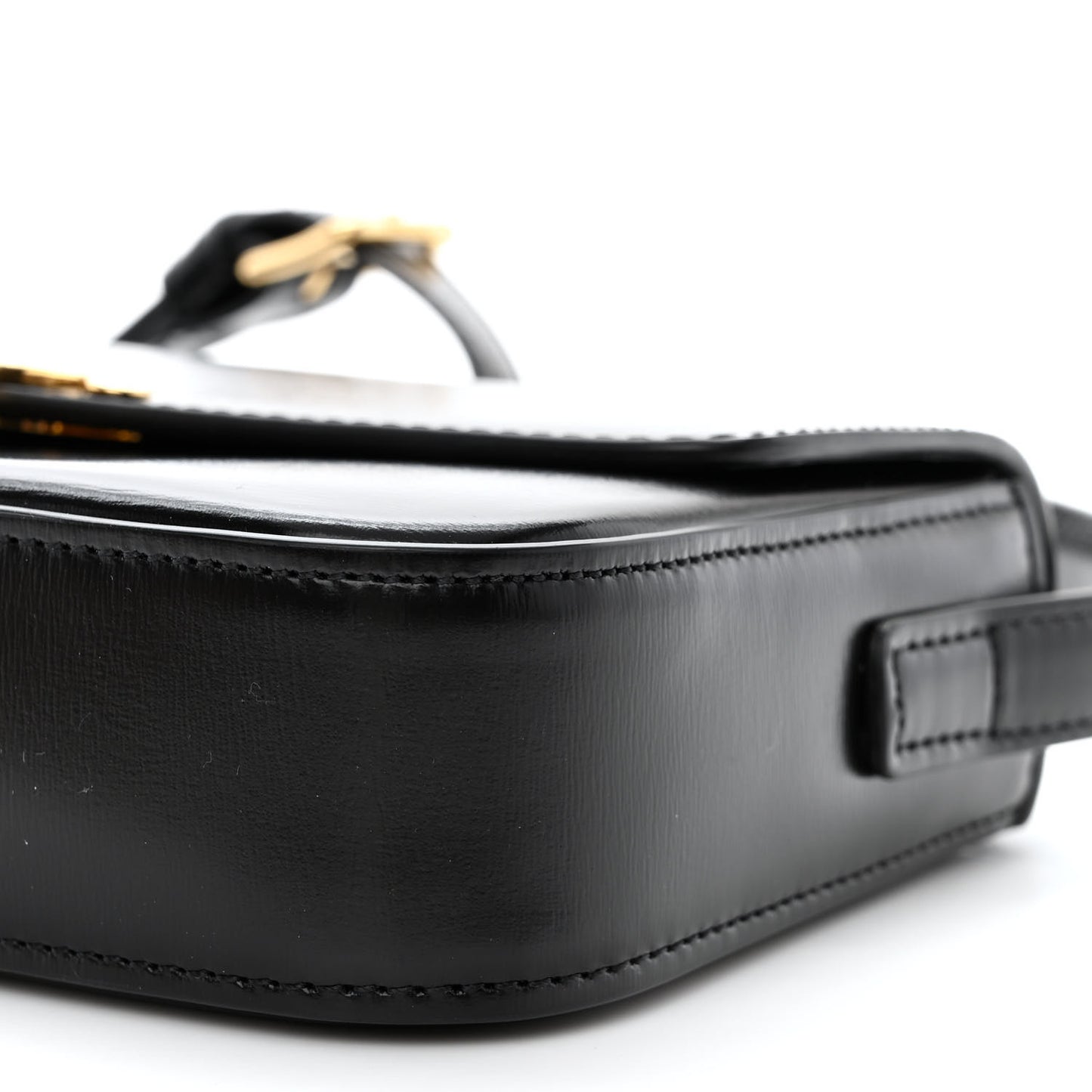Shiny Calfskin Triomphe Shoulder Bag Black