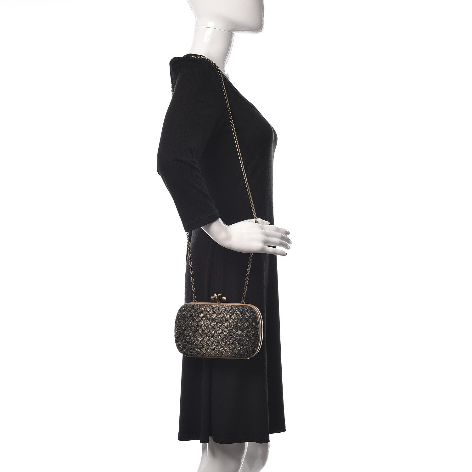Bottega Veneta Lurex Intrecciato Chain Knot Clutch 2 of 11