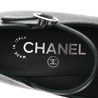 Chanel Lambskin Patent Cap Toe Mary Jane Platform Pumps 36 Black 6 of 10