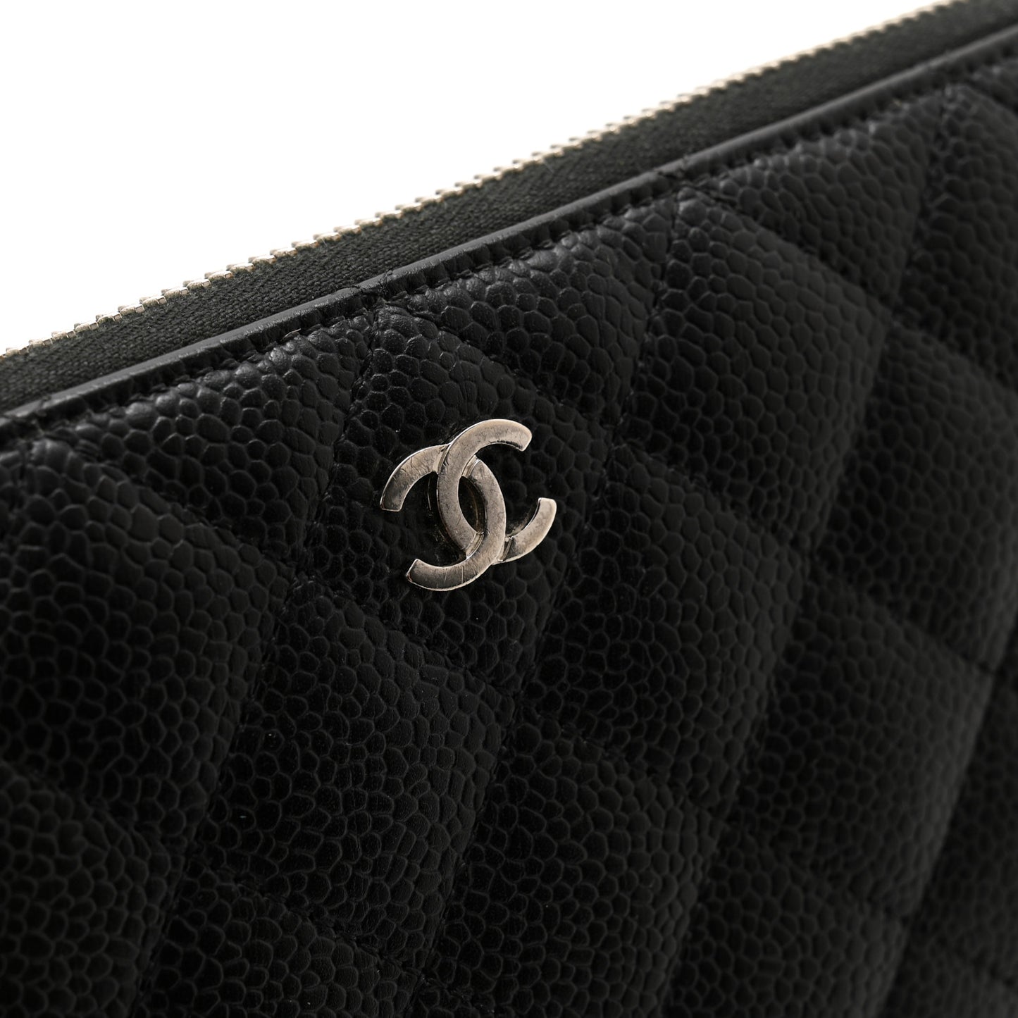 Caviar Quilted Large Gusset Zip Around Wallet Black