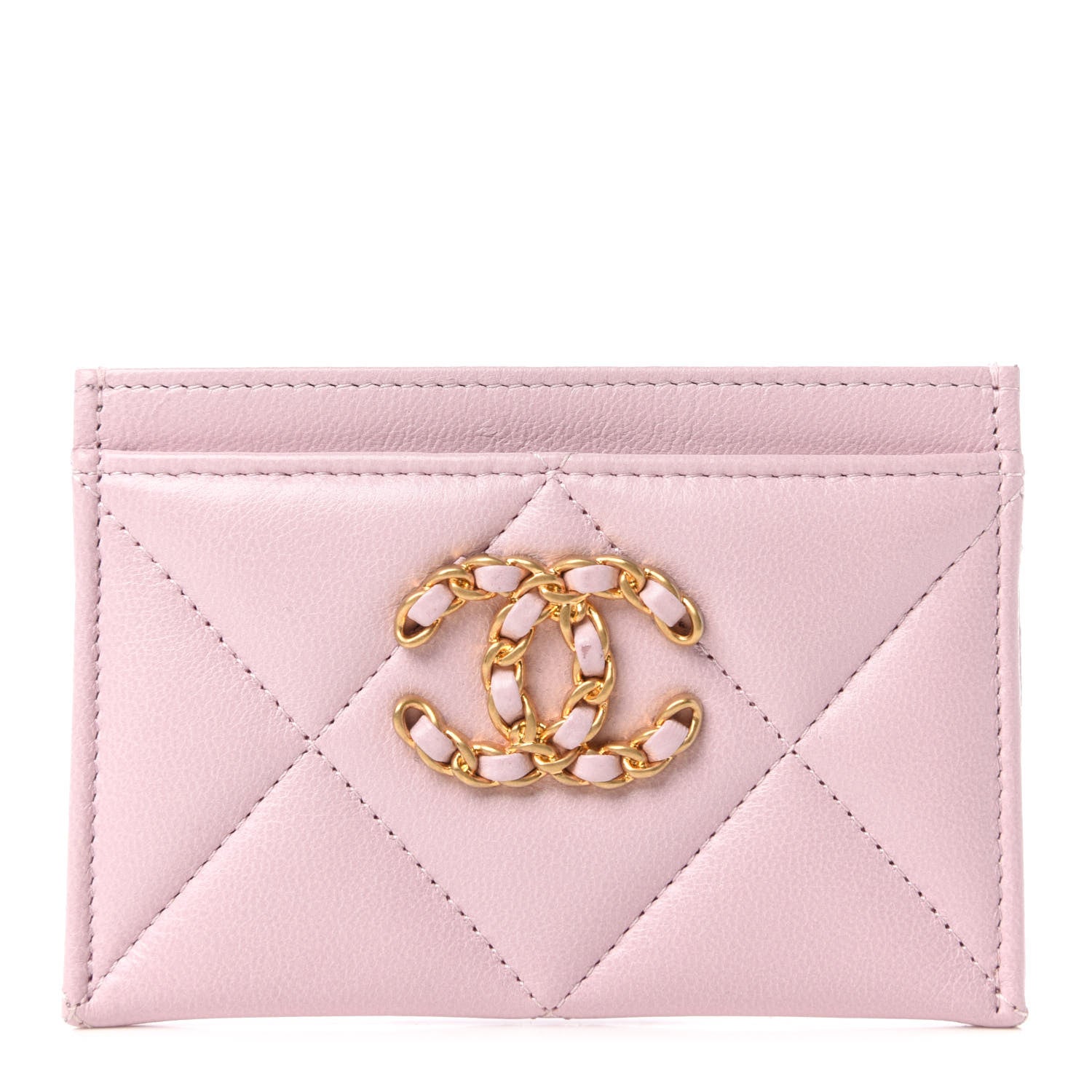 Chanel Lambskin Quilted Chanel 19 Card Holder Light Pink 1 of 13