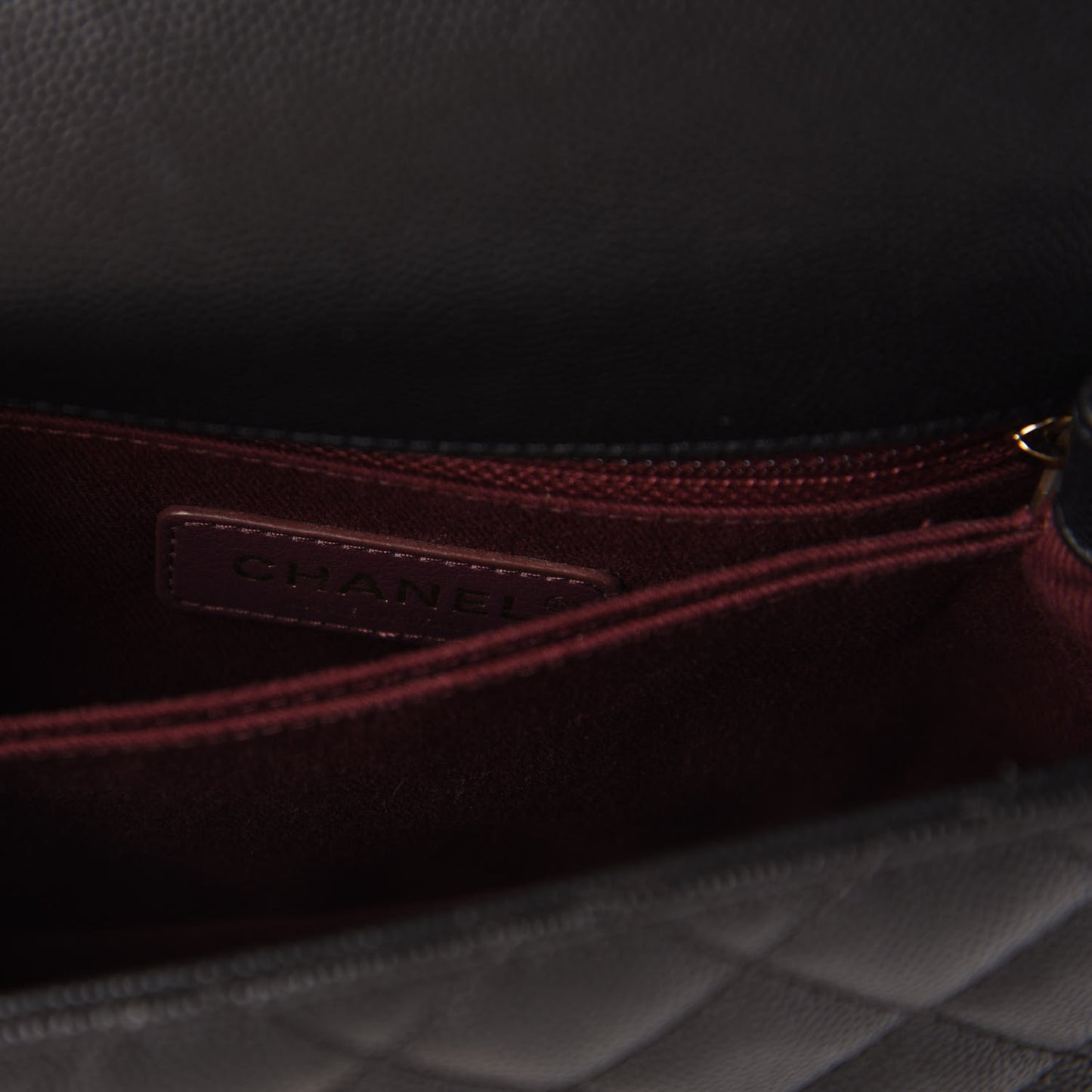 Caviar Quilted Mini Coco Handle Flap Black