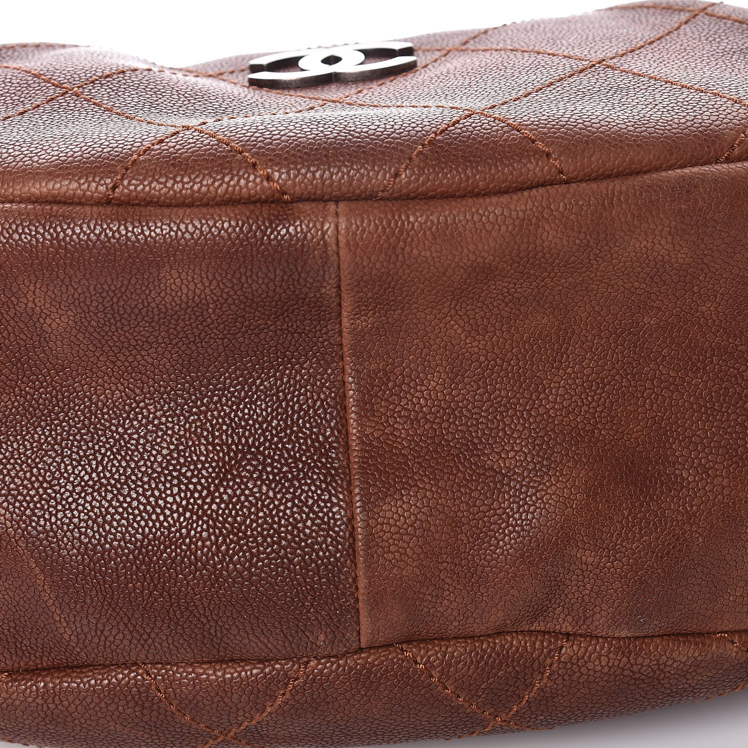 Chanel Distressed Caviar Outdoor Ligne Hobo Brown 14 of 18