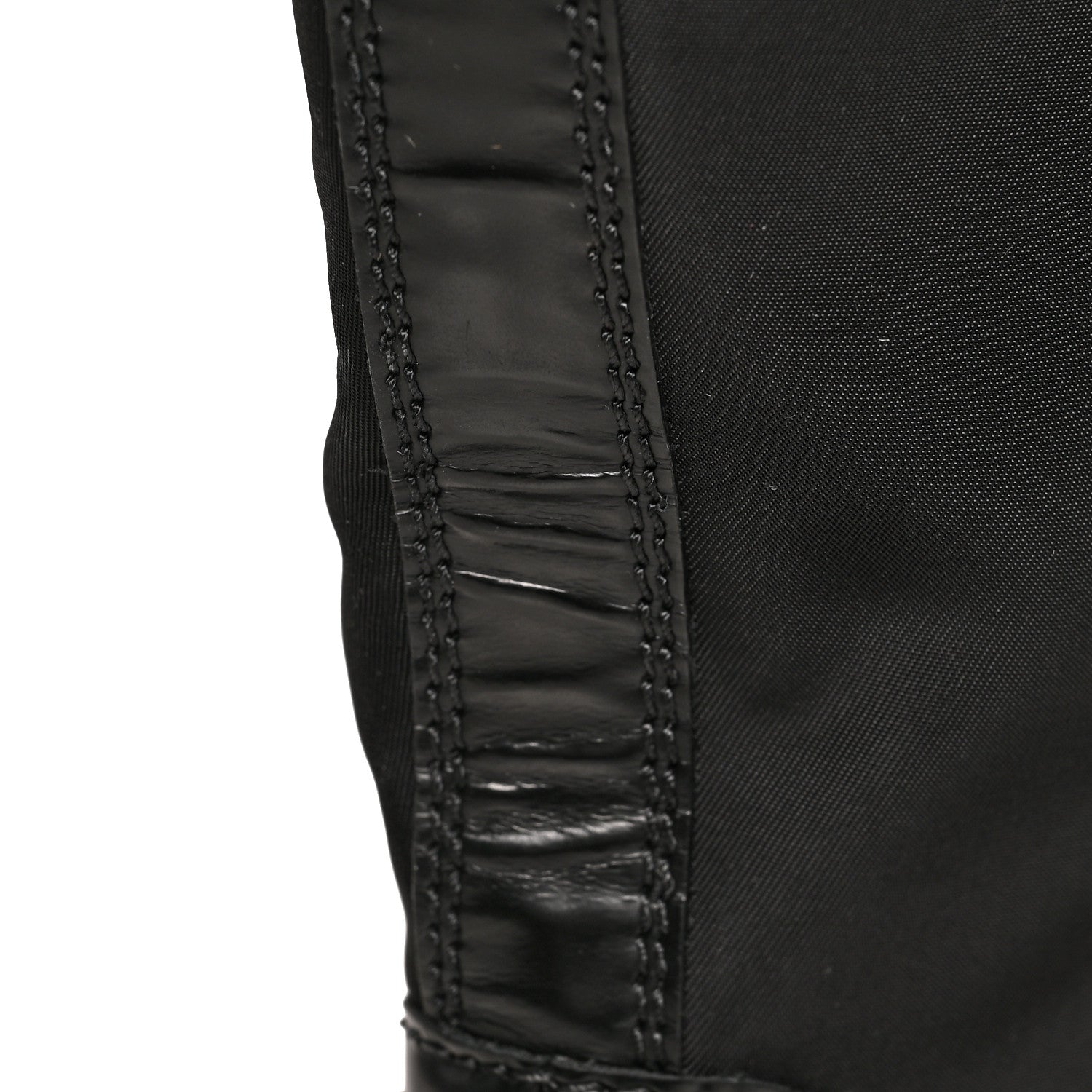 Prada Spazzolato Rois Re-Nylon Metal Triangle Logo Monolith Pouch Pocket 55mm Tall Boots 36 Black 11 of 11