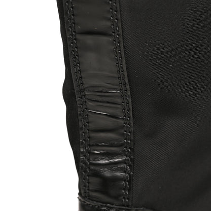 Prada Spazzolato Rois Re-Nylon Metal Triangle Logo Monolith Pouch Pocket 55mm Tall Boots 36 Black 11 of 11