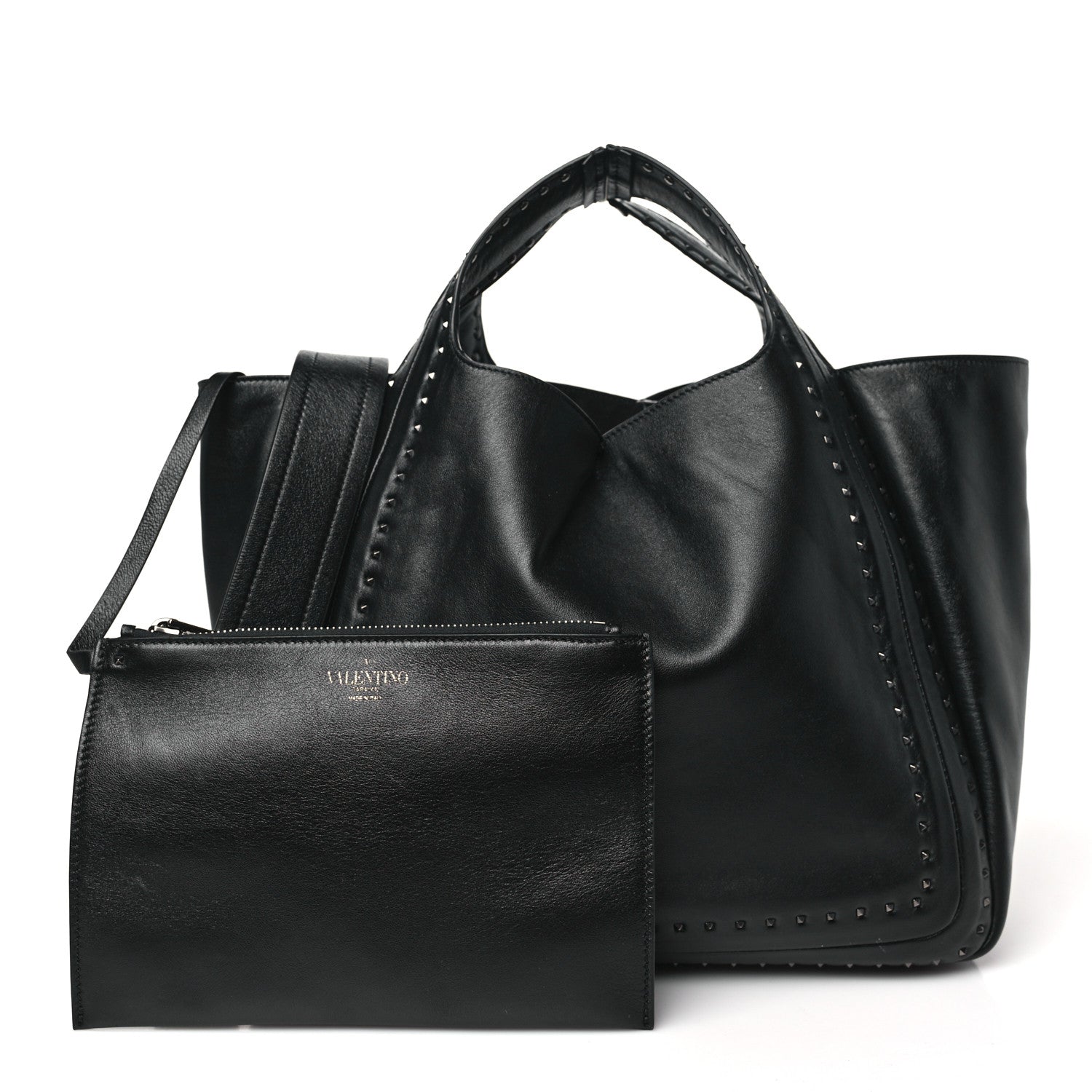 Valentino Garavani Calfskin Rockstud Hobo Tote Black 3 of 10