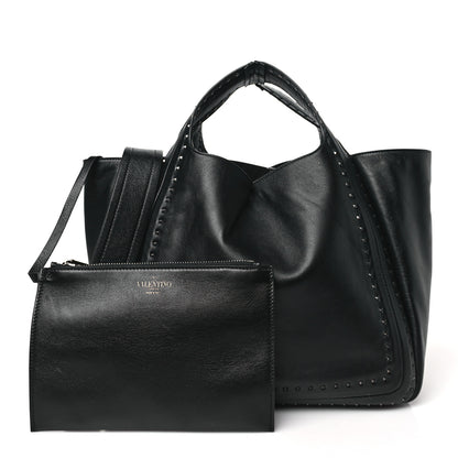 Valentino Garavani Calfskin Rockstud Hobo Tote Black 3 of 10