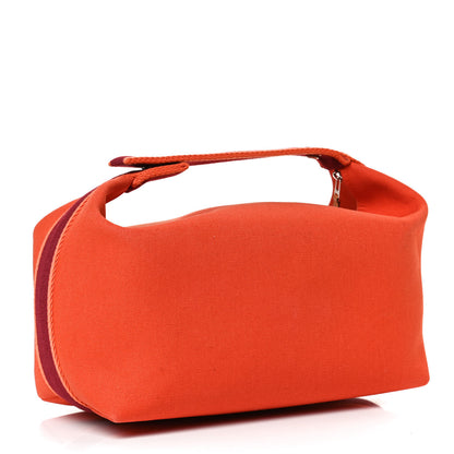 Hermes Canvas Large Bride-A-Brac Pouch Orange Feu Burgundy 3 of 11