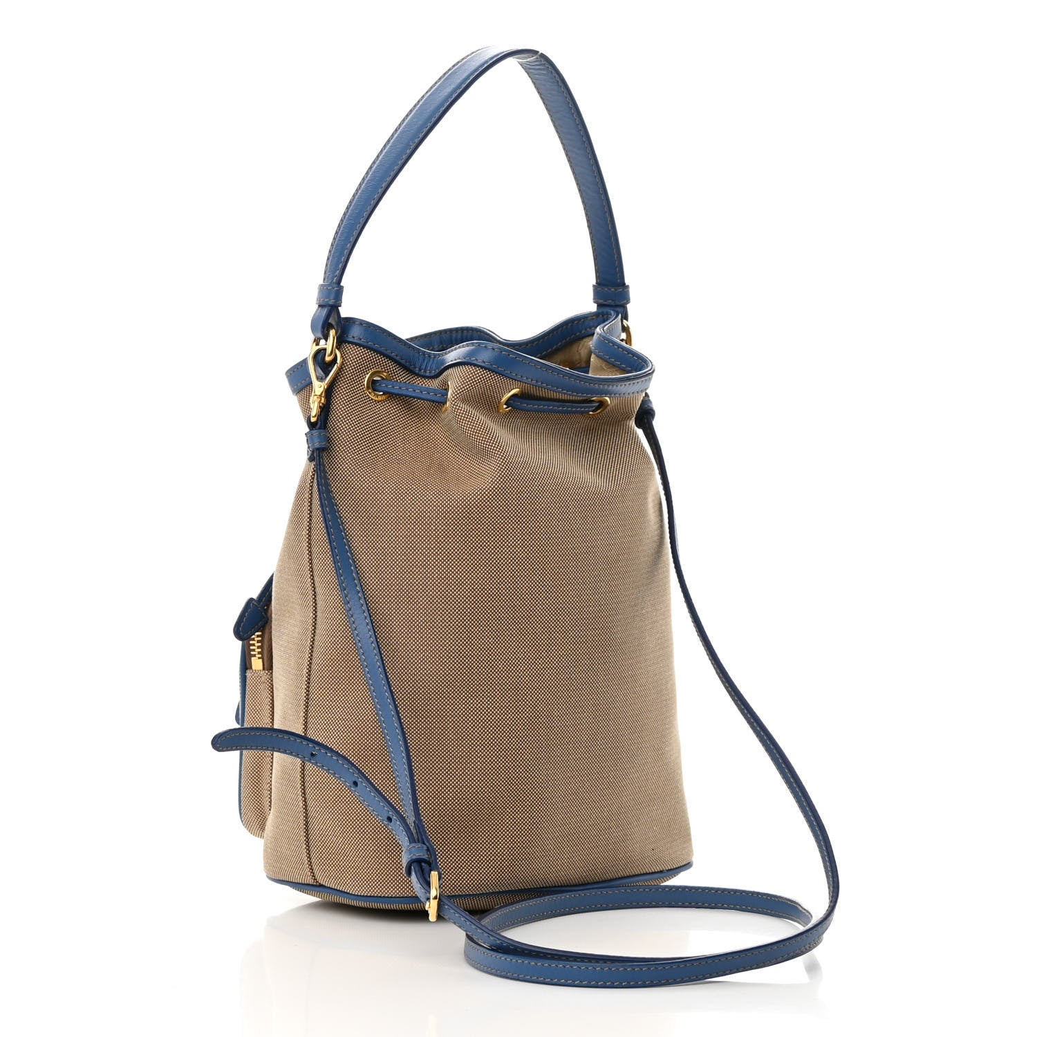 Prada Jacquard Logo Mini Bucket Crossbody Bag Corda Azzurro 3 of 15