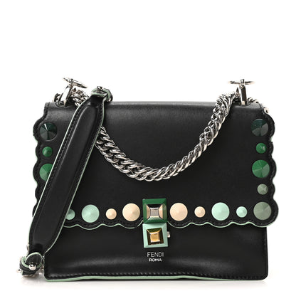 Fendi Vitello Liberty Scalloped Studded Small Kan I Shoulder Bag Black Multicolor 1 of 10
