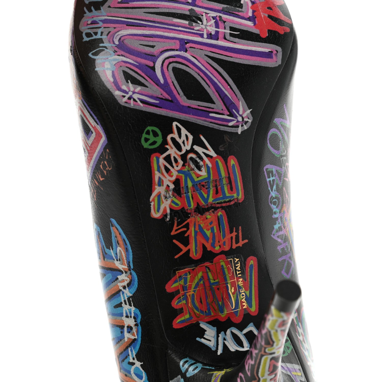 Balenciaga Chevre Classic Graffiti Knife Pointed 80mm Pumps 37 Black Multicolor 6 of 8