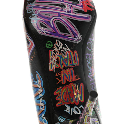 Balenciaga Chevre Classic Graffiti Knife Pointed 80mm Pumps 37 Black Multicolor 6 of 8