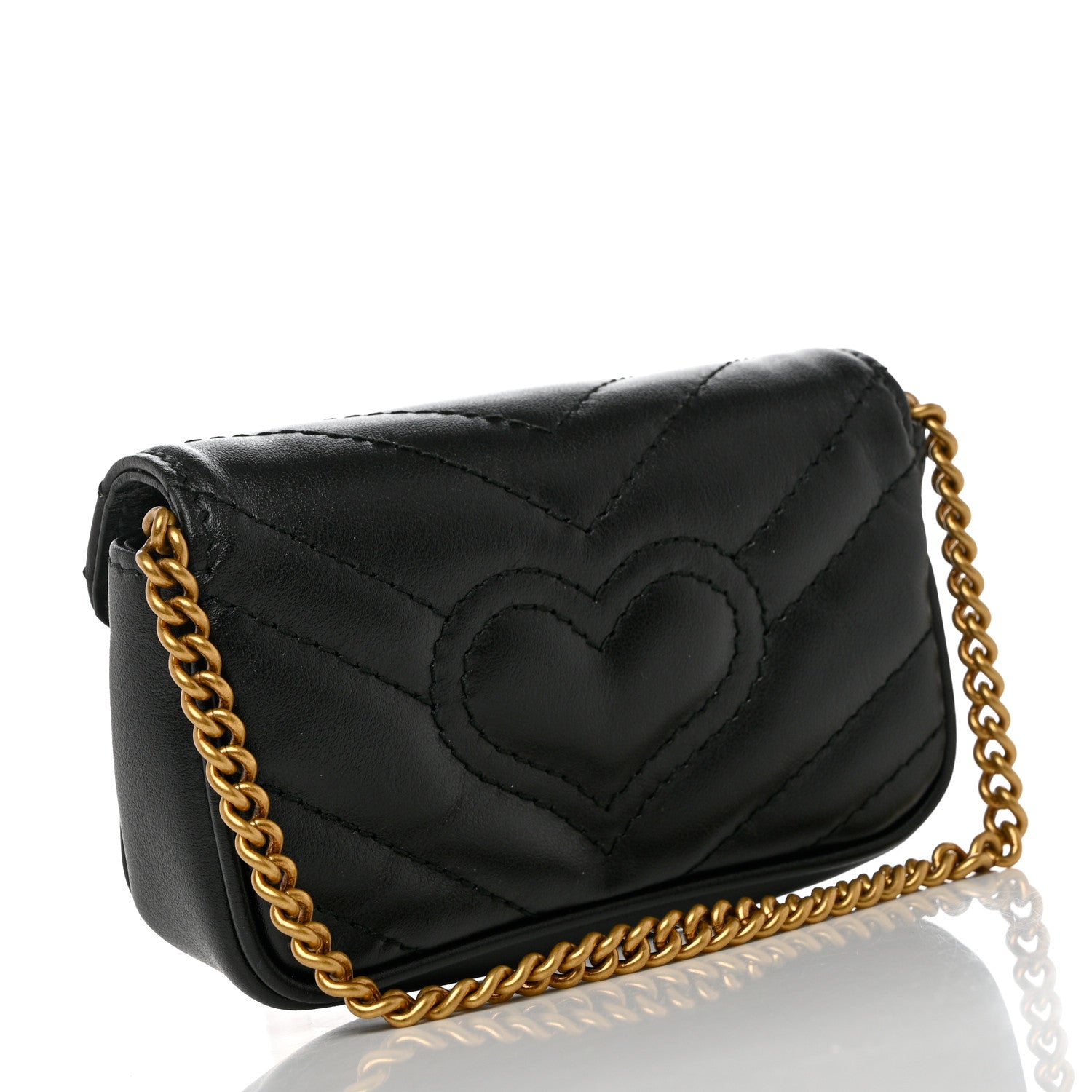 Gucci Calfskin Matelasse GG Marmont 2.0 Coin Purse On A Chain Black 3 of 7