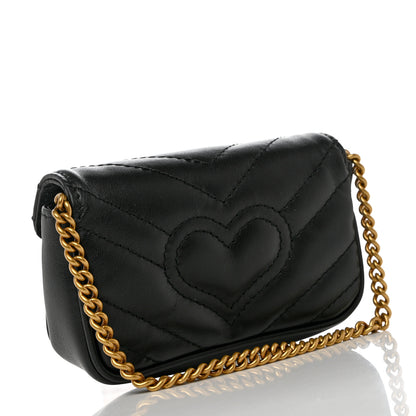 Gucci Calfskin Matelasse GG Marmont 2.0 Coin Purse On A Chain Black 3 of 7