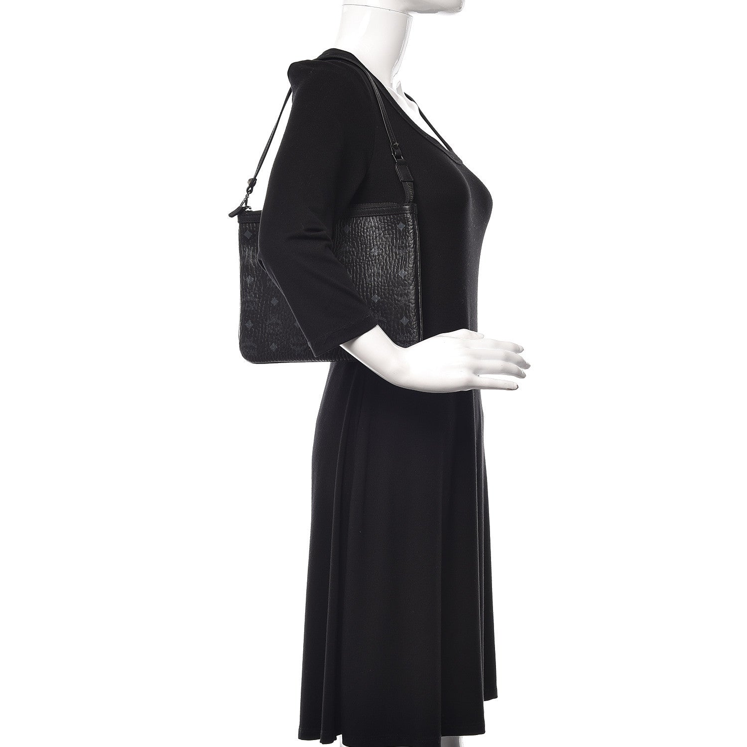 MCM Visetos Liz Shopper Tote Pouch Black 2 of 6