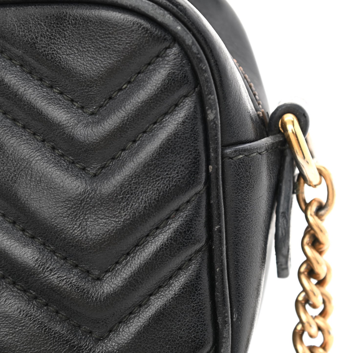 Calfskin Matelasse Mini GG Marmont Chain Shoulder Bag Black