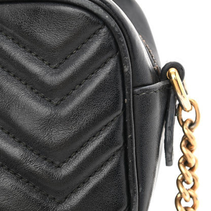 Gucci Calfskin Matelasse Mini GG Marmont Chain Shoulder Bag Black 15 of 17