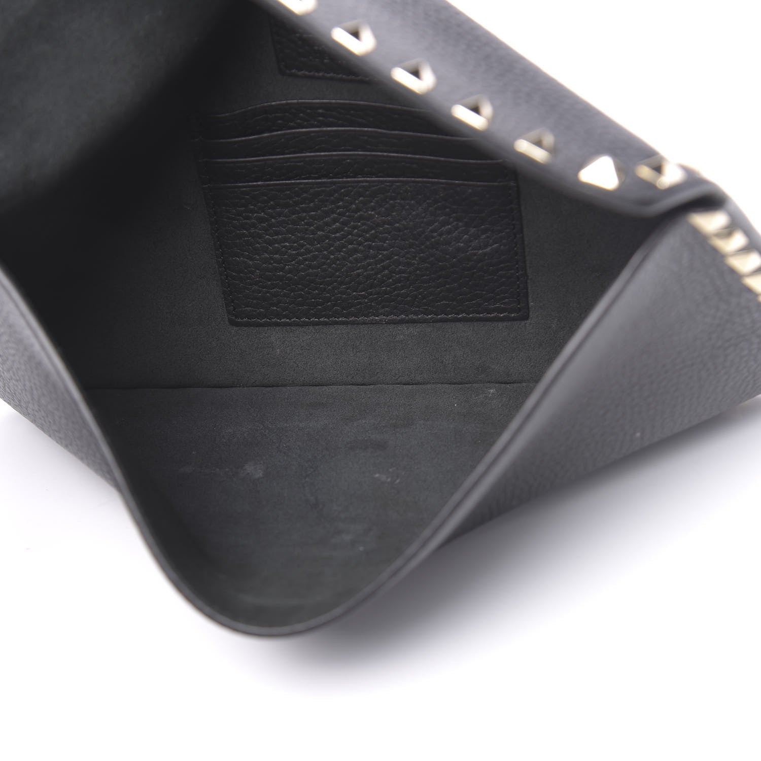 Valentino Garavani Pebbled Calfskin Large Rockstud Envelope Clutch Black 5 of 7