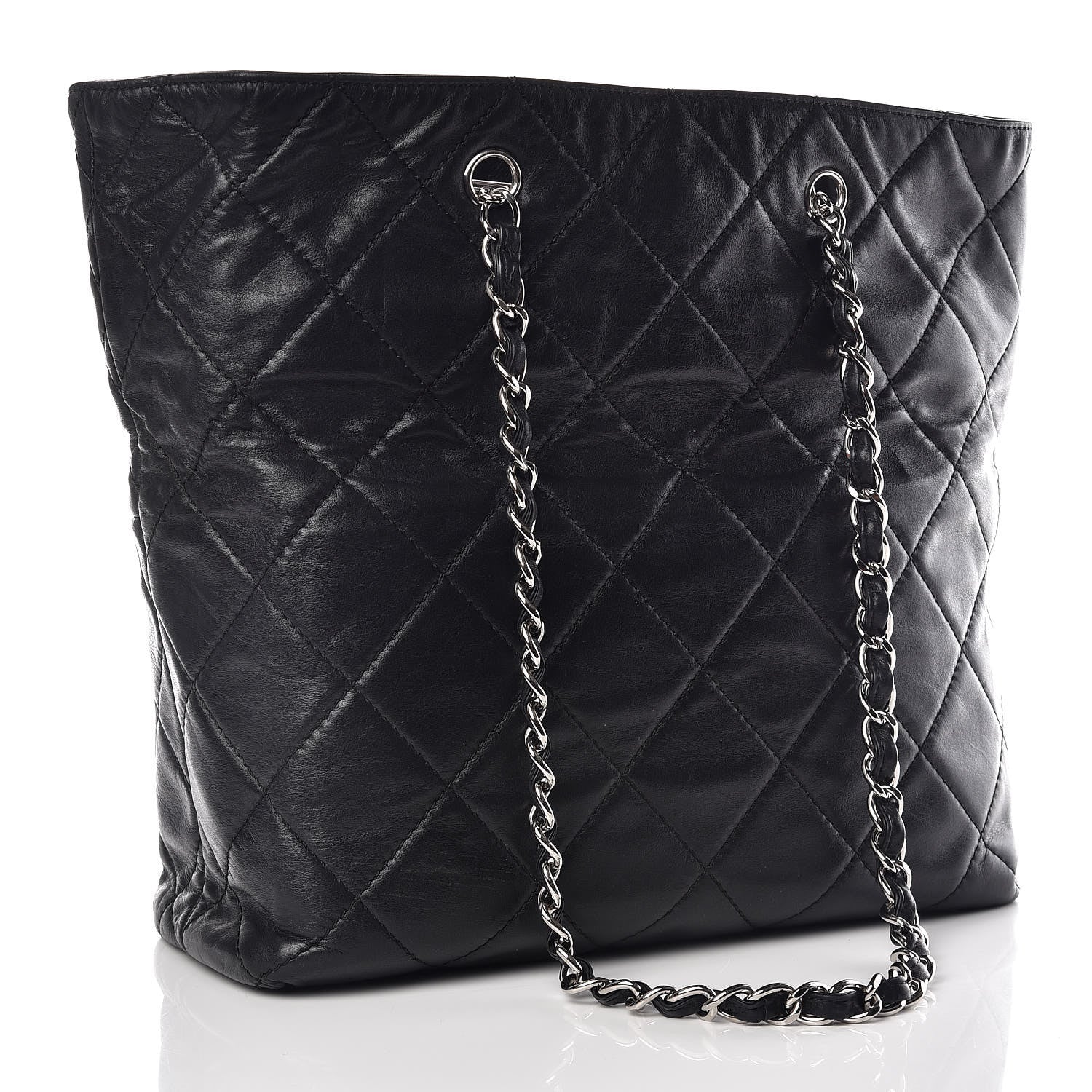 Chanel Calfskin Quilted In The Business North South Tote Black 3 of 14