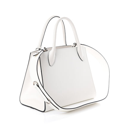 Prada Saffiano Cuir Calfskin Small Monochrome Top Handle Tote White 2 of 8