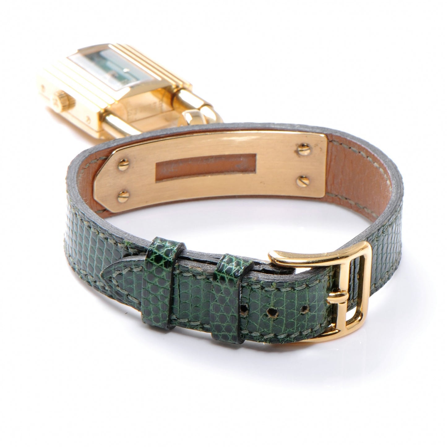 Stainless Steel Lizard 20mm Kelly Cadena Quartz Watch Vert Fonce