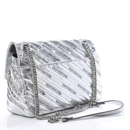 Balenciaga Calfskin Logo Matelasse M BB Round Shoulder Bag Silver 3 of 13