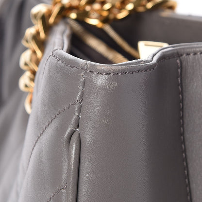 Saint Laurent Smooth Calfskin Matelasse Chevron Large Monogram Shopping Bag Grey 6 of 15