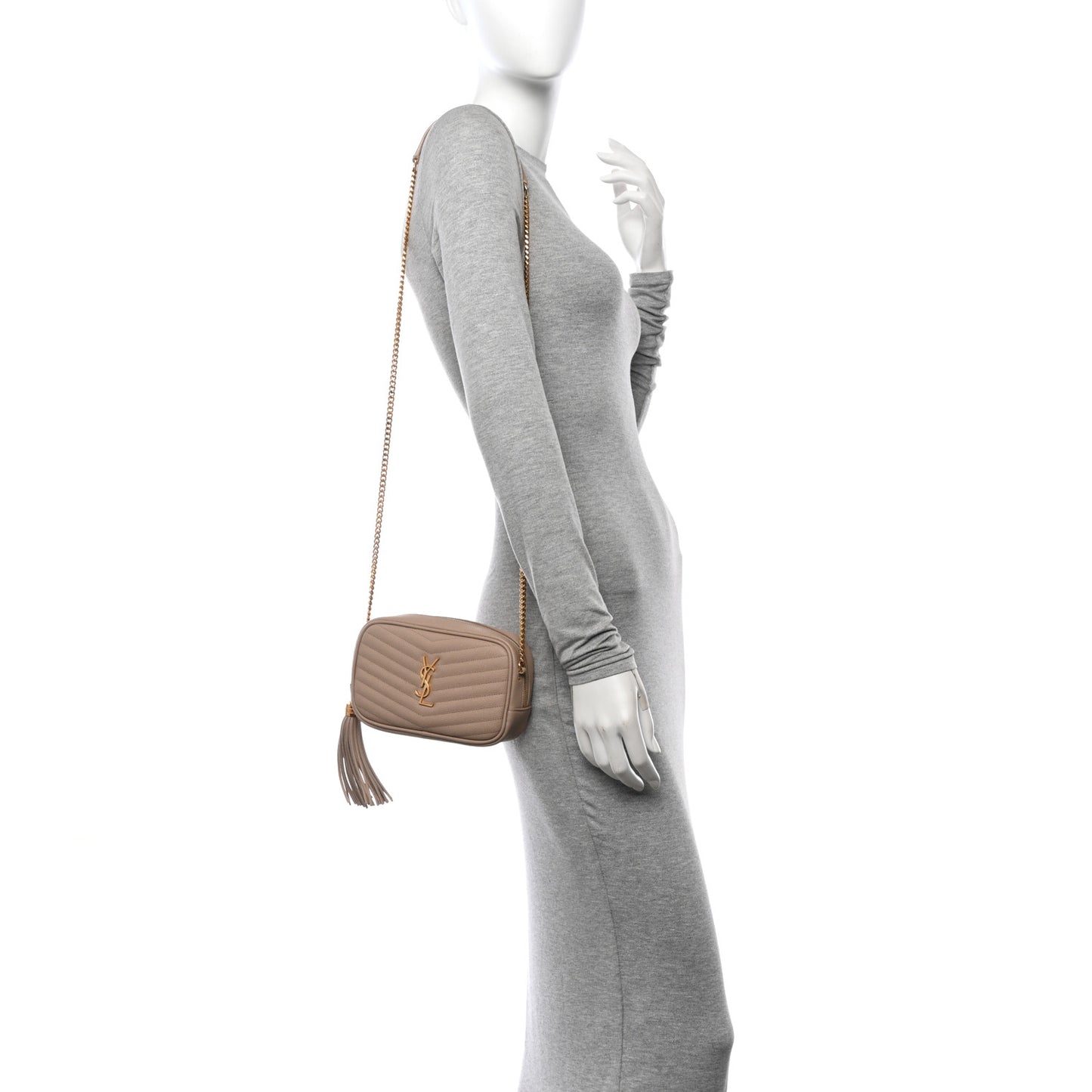 Grain De Poudre Matelasse Monogram Mini Lou Camera Bag Dark Beige