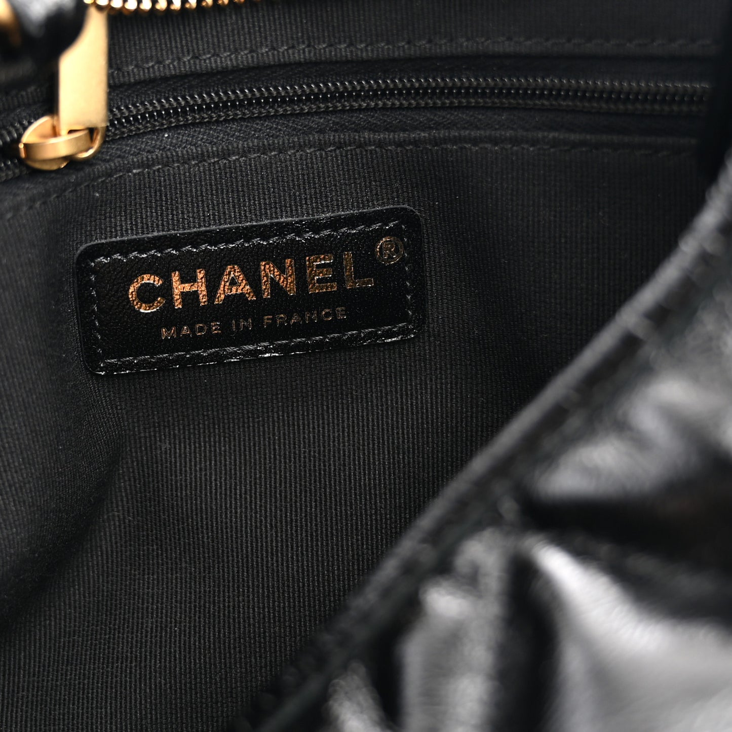 Shiny Crumpled Lambskin Quilted CC Funky Town Hobo Black