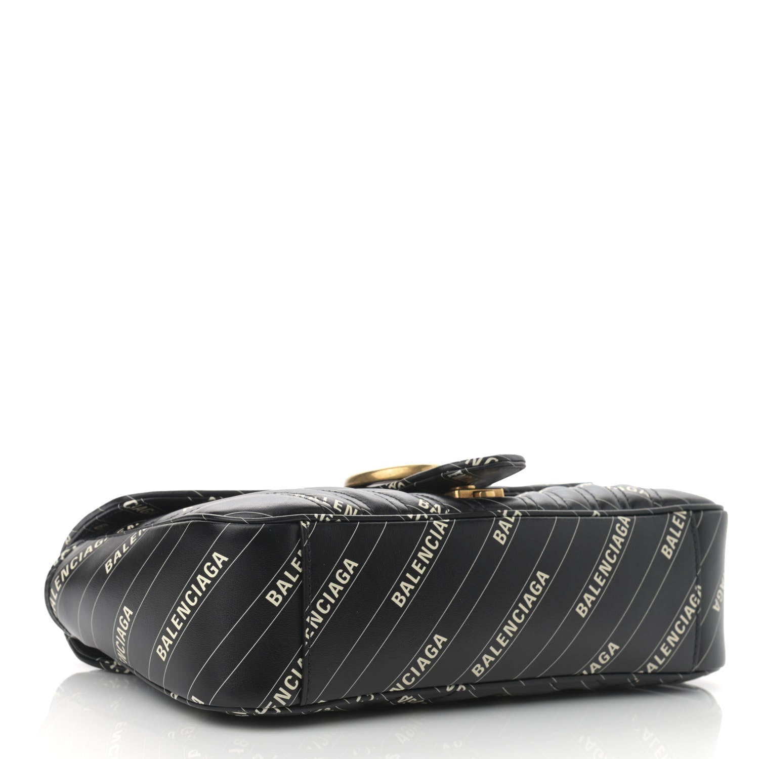 Gucci X BALENCIAGA Calfskin Matelasse Logo Print Small GG Marmont Shoulder Bag Black 4 of 13