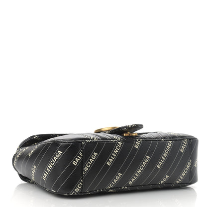 Gucci X BALENCIAGA Calfskin Matelasse Logo Print Small GG Marmont Shoulder Bag Black 4 of 13