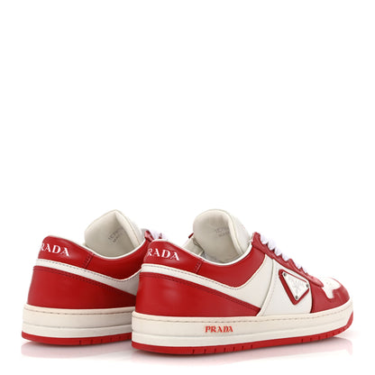 Prada Vitello Sport Spazzolato Rois Triangle Logo Womens Downtown Low Top 30mm Sneakers 38.5 White Lacca 5 of 11