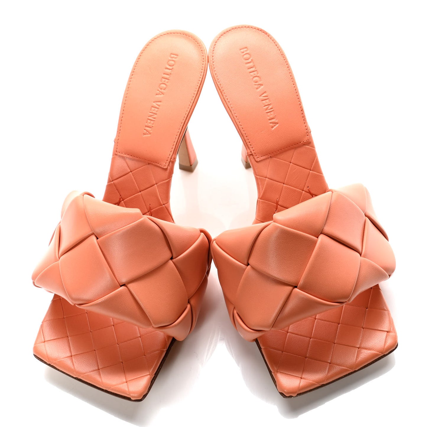 Nappa Maxi Intrecciato Lido Mule Sandals 37 Papaya