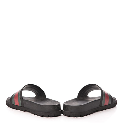 Gucci Rubber Web Mens Lug Sole Slide Sandals 6 Black Green Red 5 of 16
