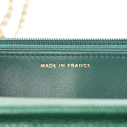 Chanel Metallic Caviar Quilted Wallet On Chain WOC Green 7 of 12