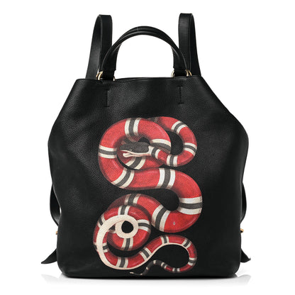 Gucci Calfskin Kingsnake Print Drawstring Backpack Black 1 of 18