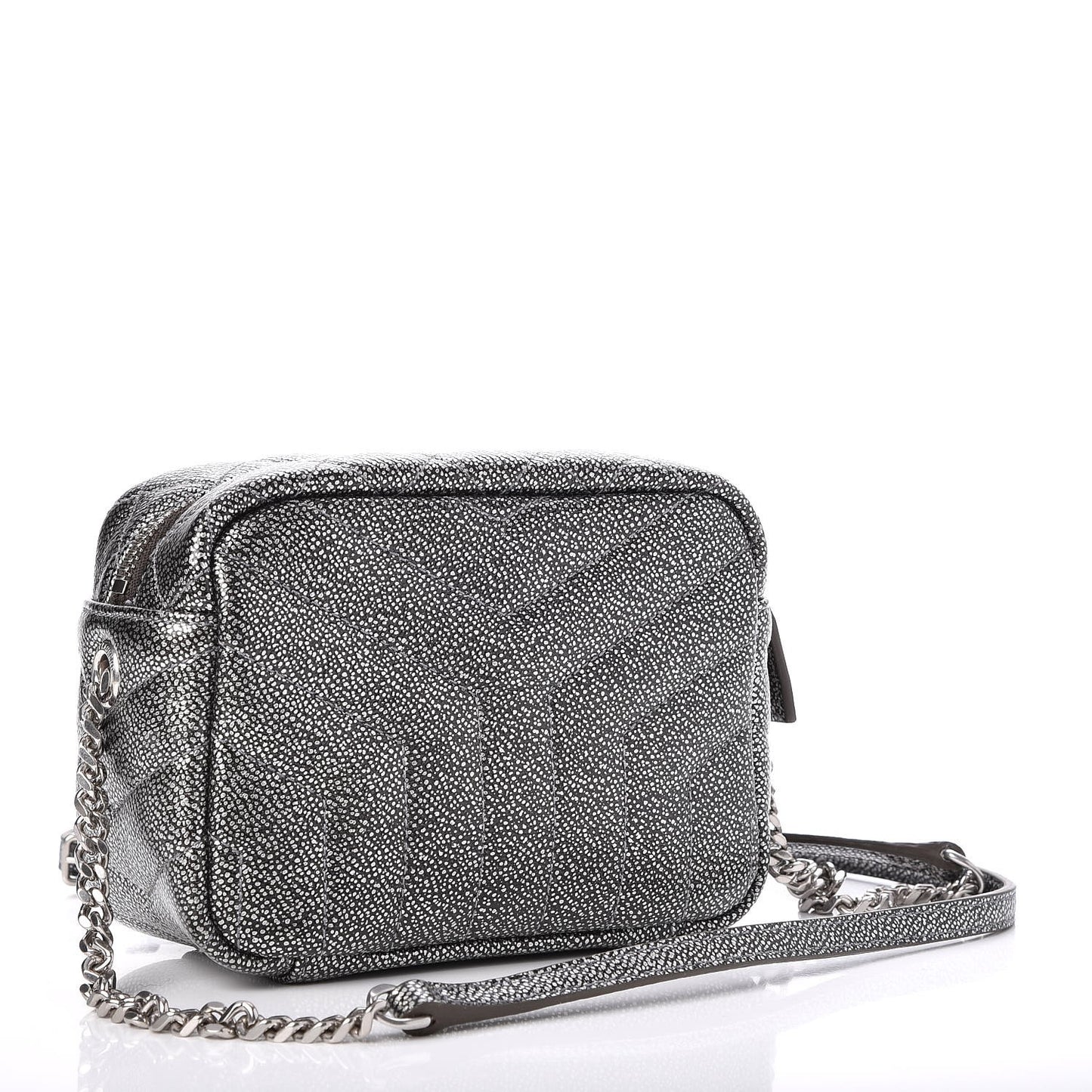 Metallic Grain De Poudre Y Quilted Monogram Mini Loulou Camera Bag Gun Metal