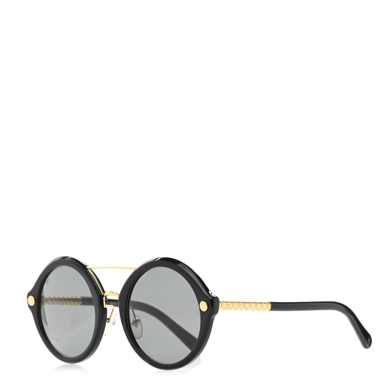 Louis Vuitton Acetate Round Sunglasses Z1052E Black 1 of 9